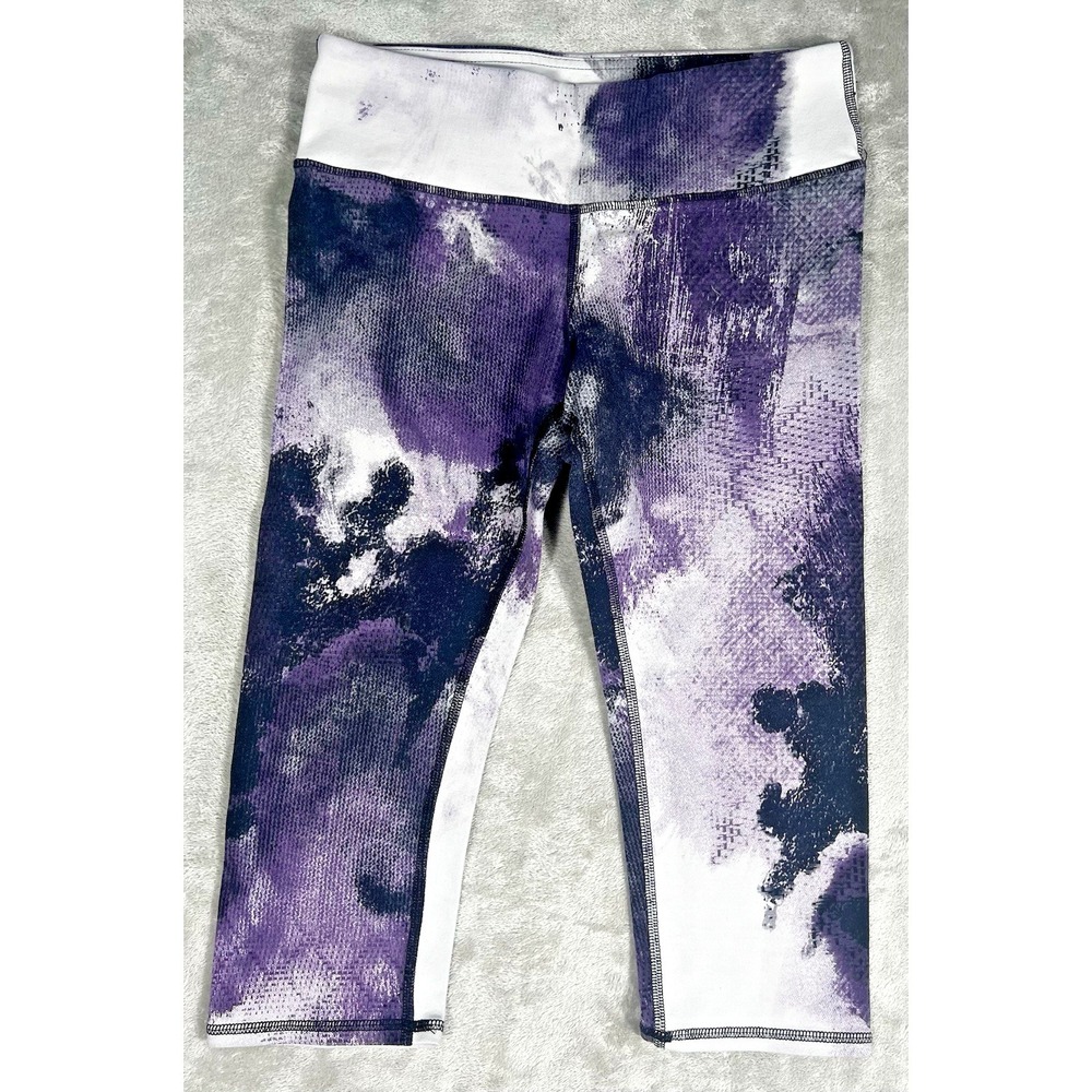 ALO Yoga Small Airbrush Capris Leggings‎ high Rise Stretch purple abstract